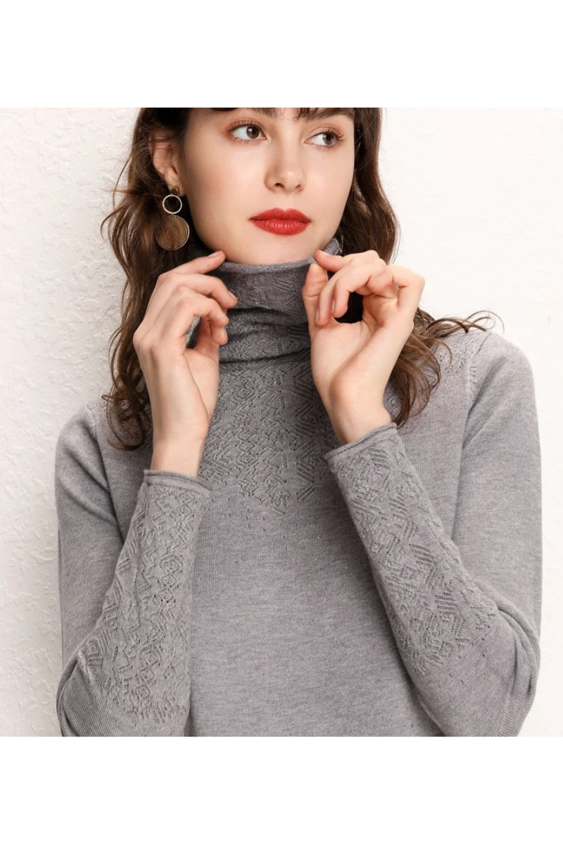 Ivy Turtleneck | Cozy Jacquard Fleece Women's Turtleneck Sweater