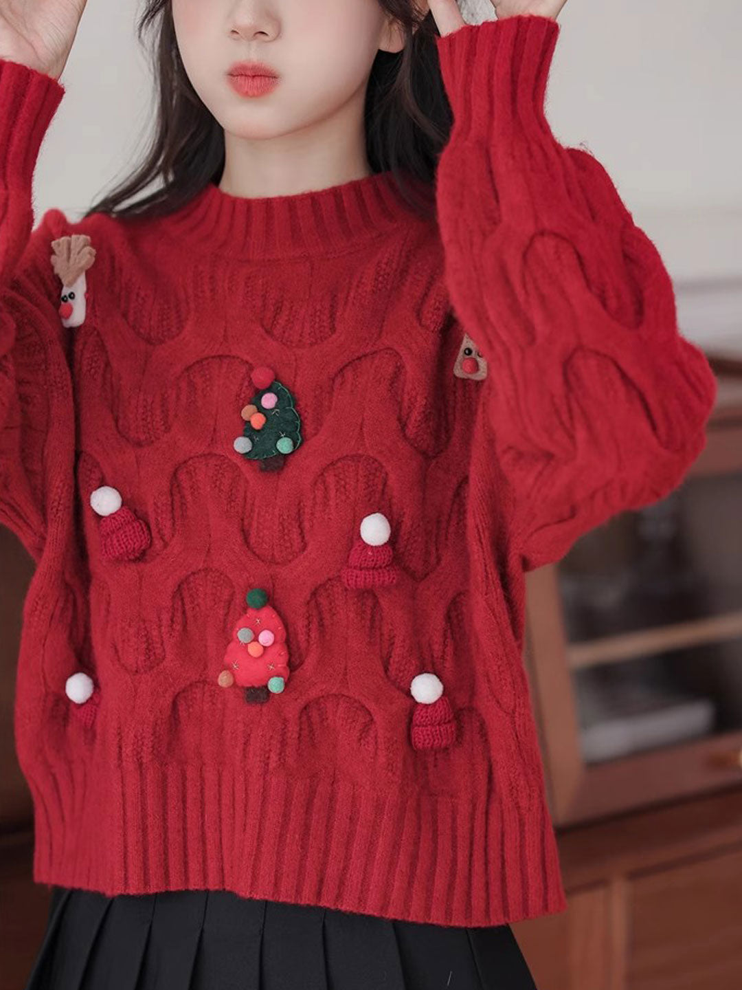 Jaime Sweater | Festive Red Knit Christmas Sweater for Women