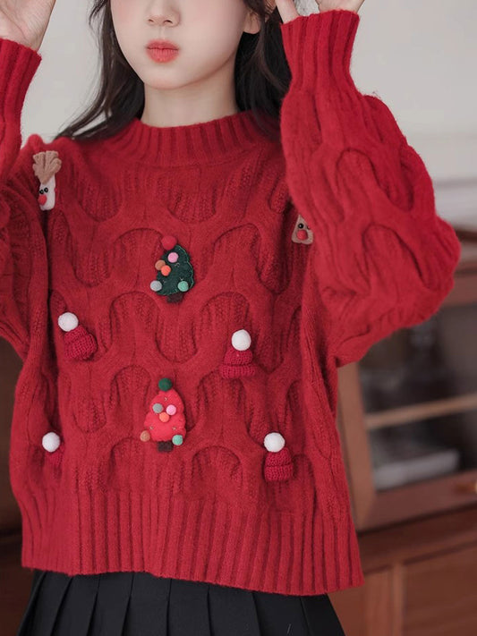 Jaime Sweater | Festive Red Knit Christmas Sweater for Women