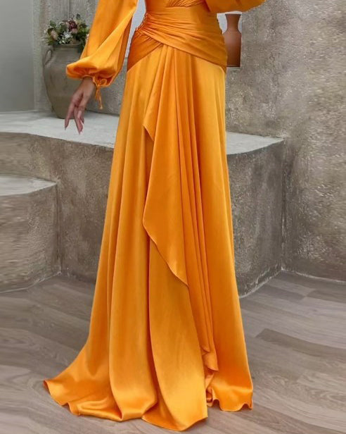 Halima Dress | One-Shoulder Solid Color Two-Piece Set