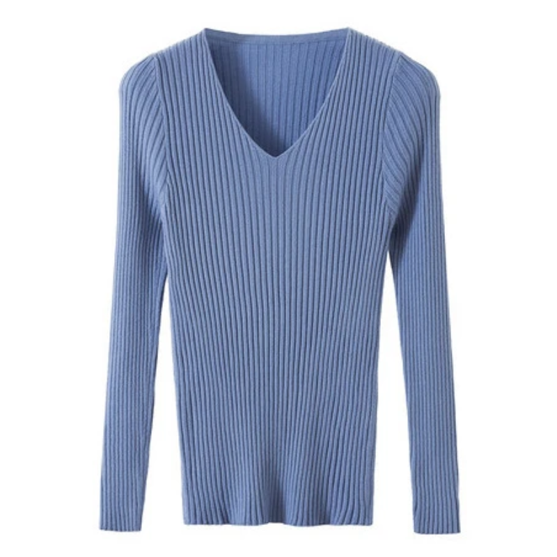 Frieda Pullover | Slim-Fit Ribbed V-Neck Sweater