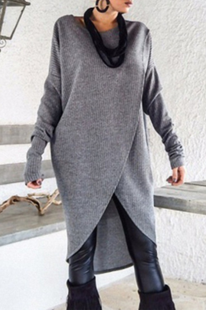 Millie Dress | Casual Solid Patchwork Asymmetrical O-Neck A-Line