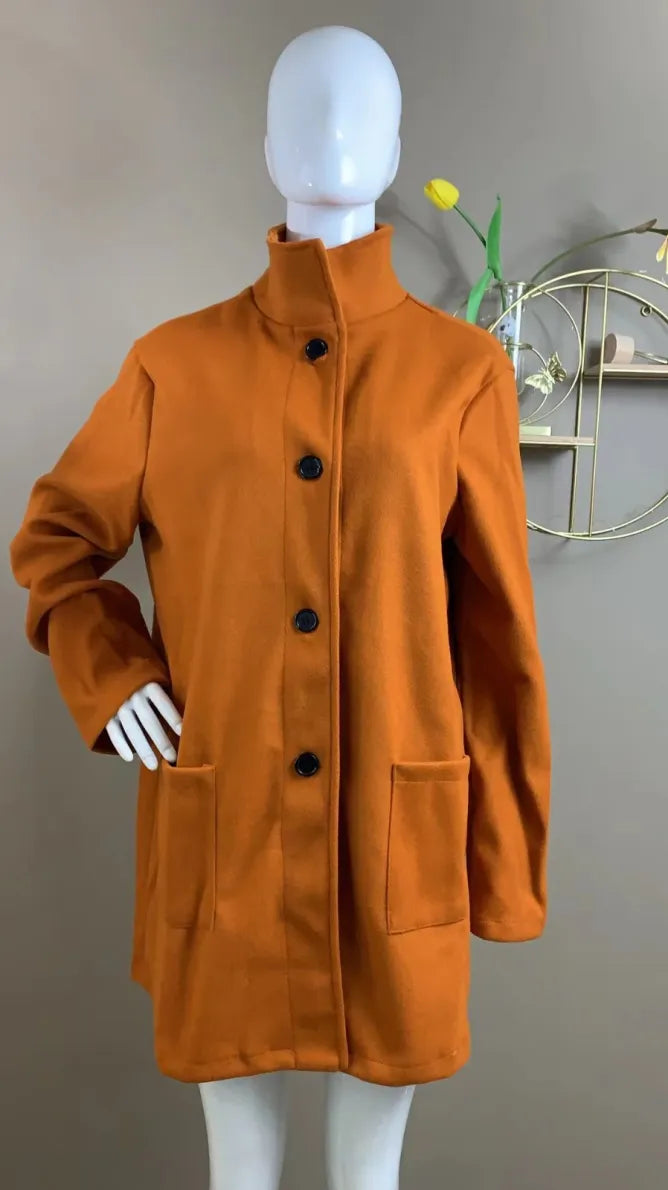 Ismeria Coat | Women's Elegant Button-Down Mid-Length Coat