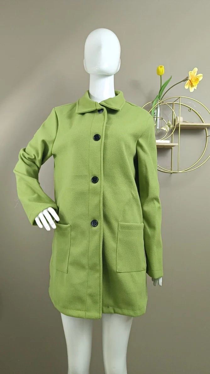 Ismeria Coat | Women's Elegant Button-Down Mid-Length Coat