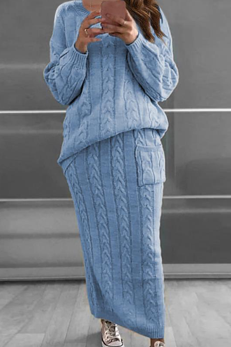 Martha Two-Piece Set | Solid Patchwork O-Neck Long Sleeve