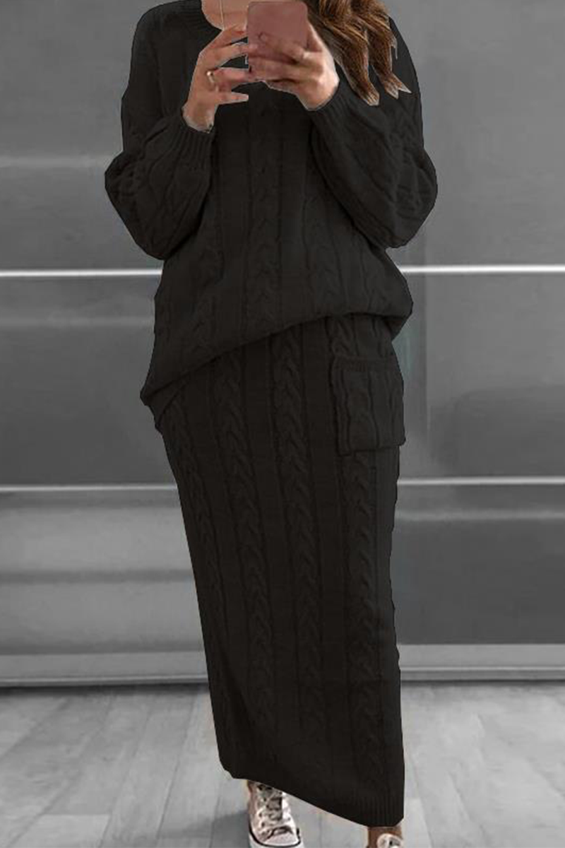 Martha Two-Piece Set | Solid Patchwork O-Neck Long Sleeve