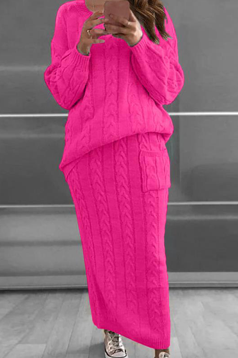 Martha Two-Piece Set | Solid Patchwork O-Neck Long Sleeve