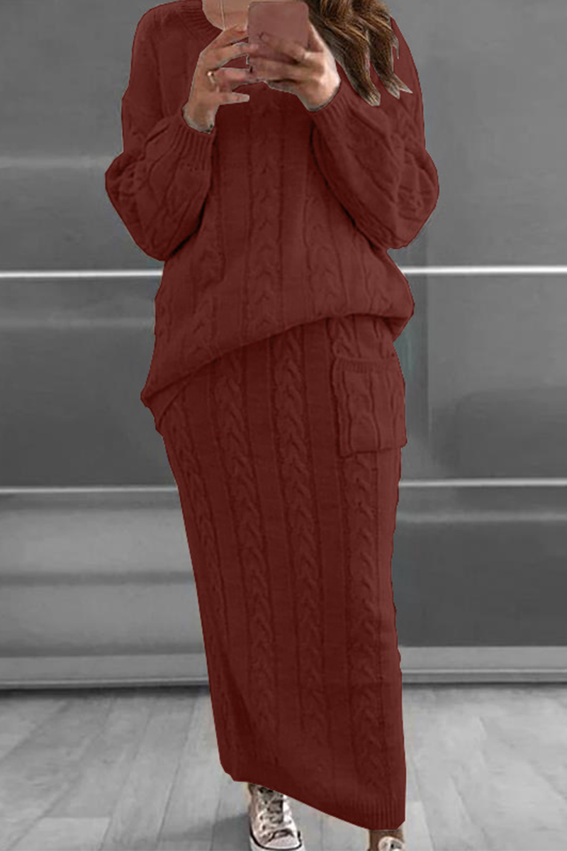 Martha Two-Piece Set | Solid Patchwork O-Neck Long Sleeve