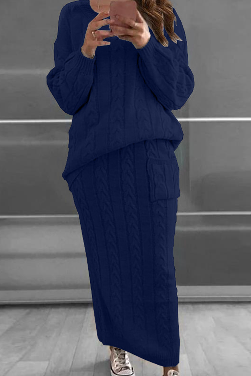 Martha Two-Piece Set | Solid Patchwork O-Neck Long Sleeve