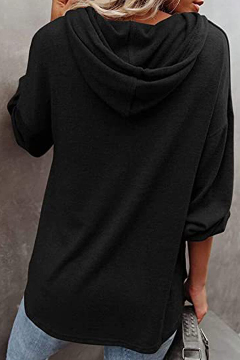 Madison Top | Casual Button-Up V-Neck Hoodie