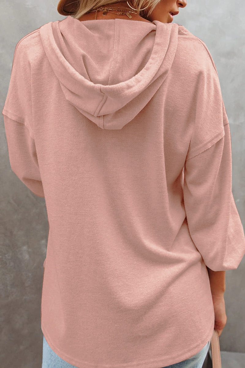 Madison Top | Casual Button-Up V-Neck Hoodie