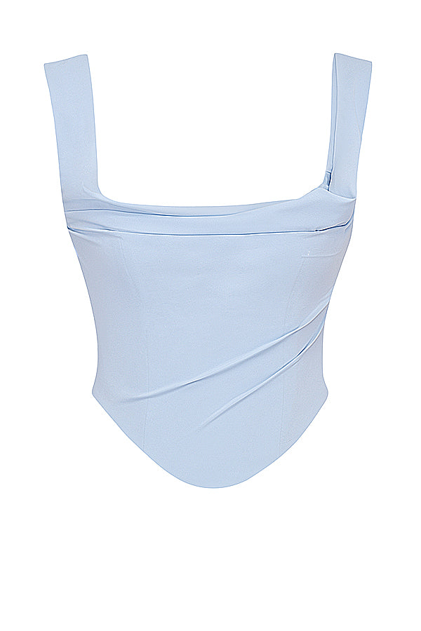 Bella Two-Piece Set | Women’s Soft Blue Corset and Flowy Maxi Skirt