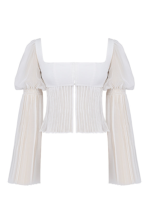 Becca Ruched Top | Women’s White Fitted Top with Soft Ruching and Minimalist Style