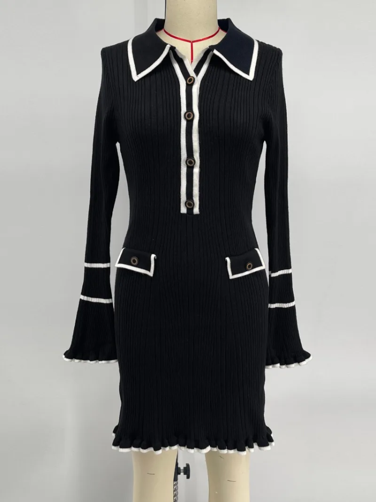 Fidda Dress | Elegant Dress with Trims and Button Details