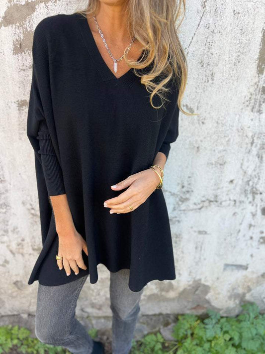 Qiren Jumper | Women's Autumn Oversized Knitted V-Neck Jumper
