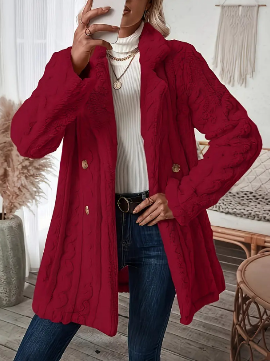 Ivie Coat | Cozy Textured Button-Up Winter Coat