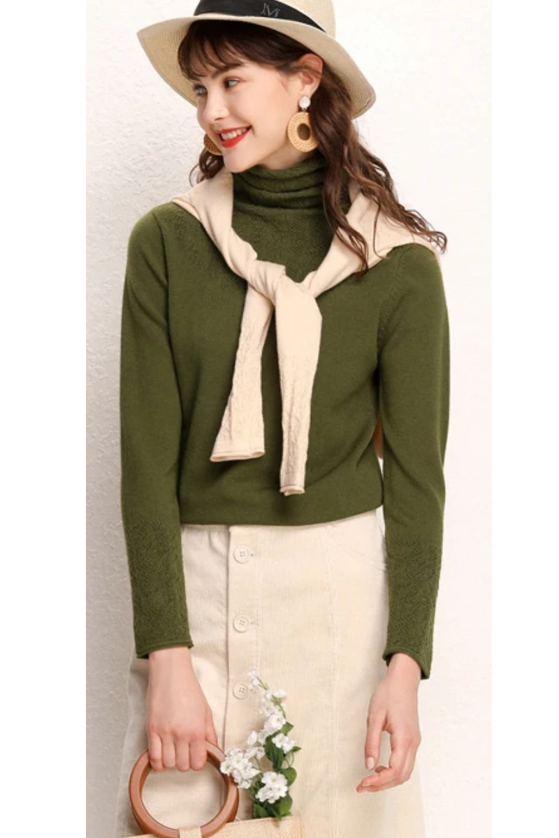 Ivy Turtleneck | Cozy Jacquard Fleece Women's Turtleneck Sweater