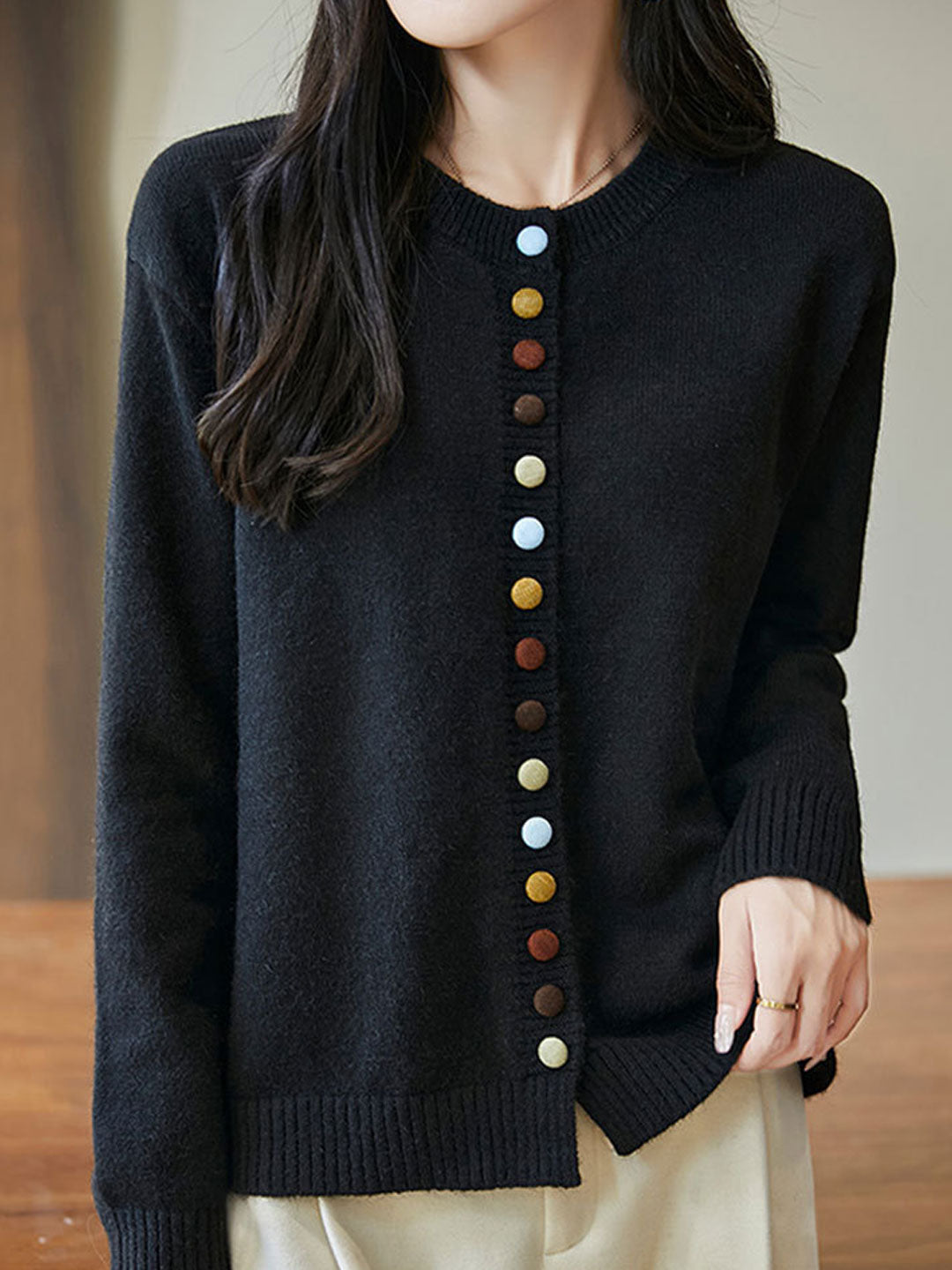 Jane Cardigan | Women's Loose Crew Neck Knitted Cardigan