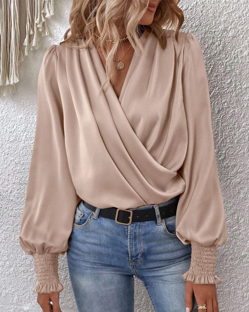 Eva Blouse | Elegant Long-Sleeve Wrap Blouse