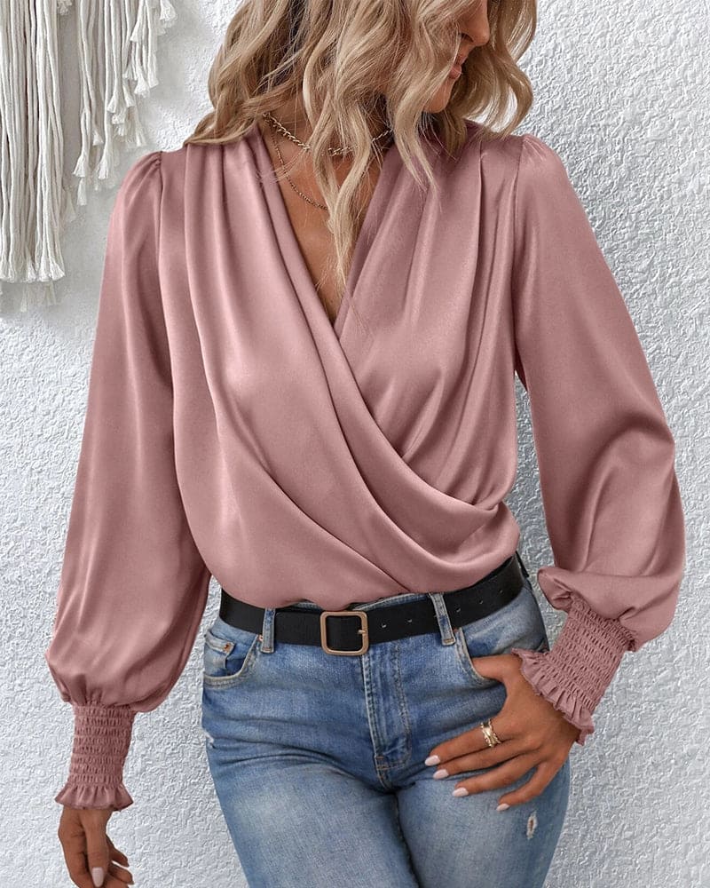 Eva Blouse | Elegant Long-Sleeve Wrap Blouse