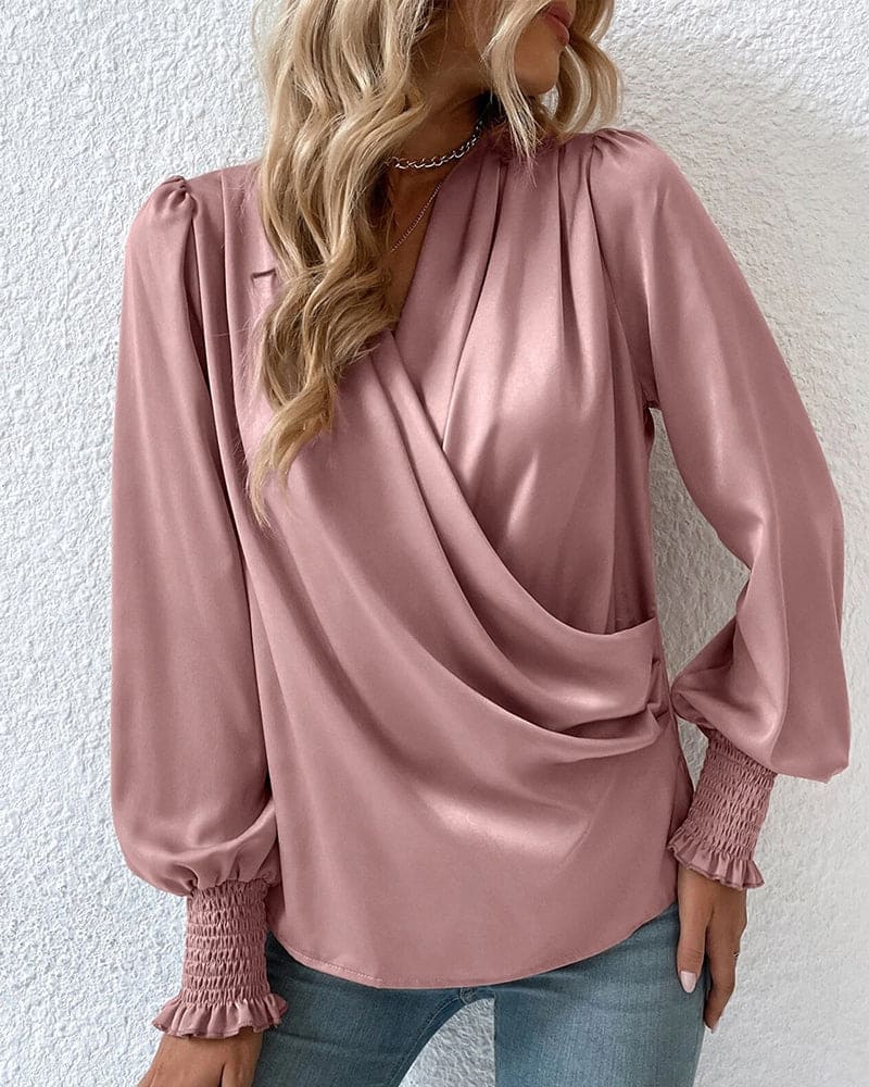 Eva Blouse | Elegant Long-Sleeve Wrap Blouse