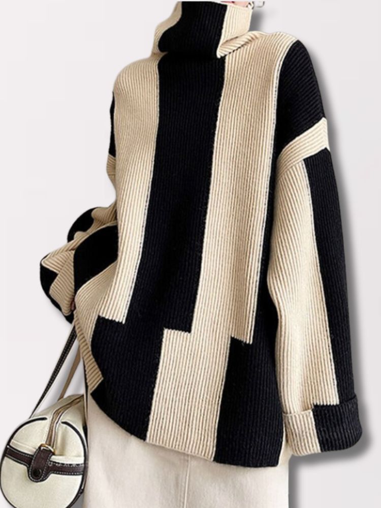 Sachiko Jumper | Women’s Autumn High-Collar Two-Tone Knit Jumper