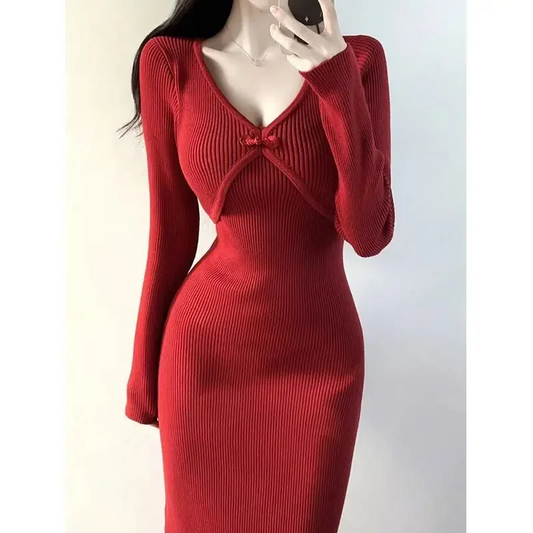 Haley Dress | Slim Fit Knit Dress with Cut-Out Front