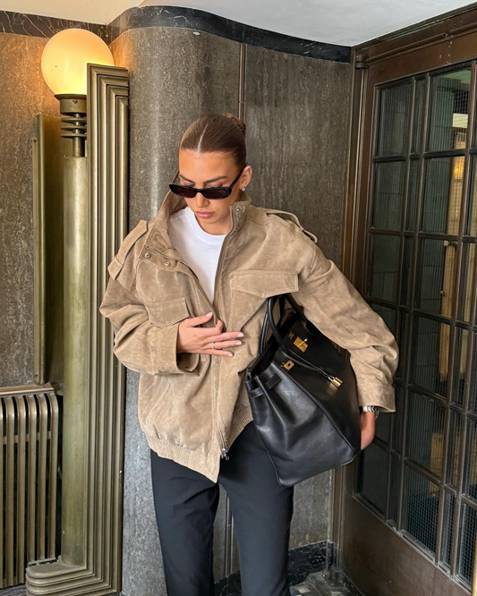 Rasma Jacket | Women's Autumn Khaki Suede Jacket