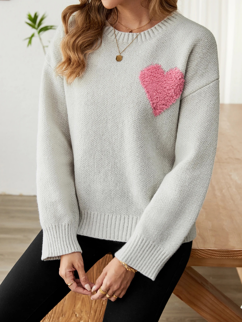 Freda Sweater | Cozy Heart-Design Knit Sweater