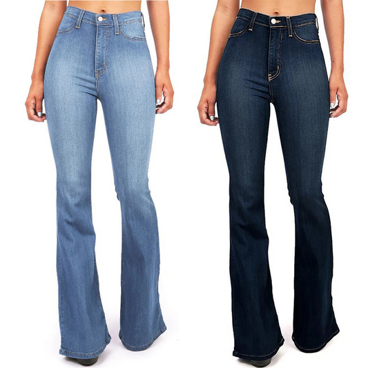 Florie Jeans | Women's High-Waisted Flared Bell Bottom Jeans