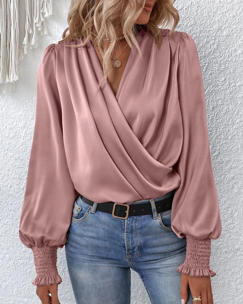 Eva Blouse | Elegant Long-Sleeve Wrap Blouse