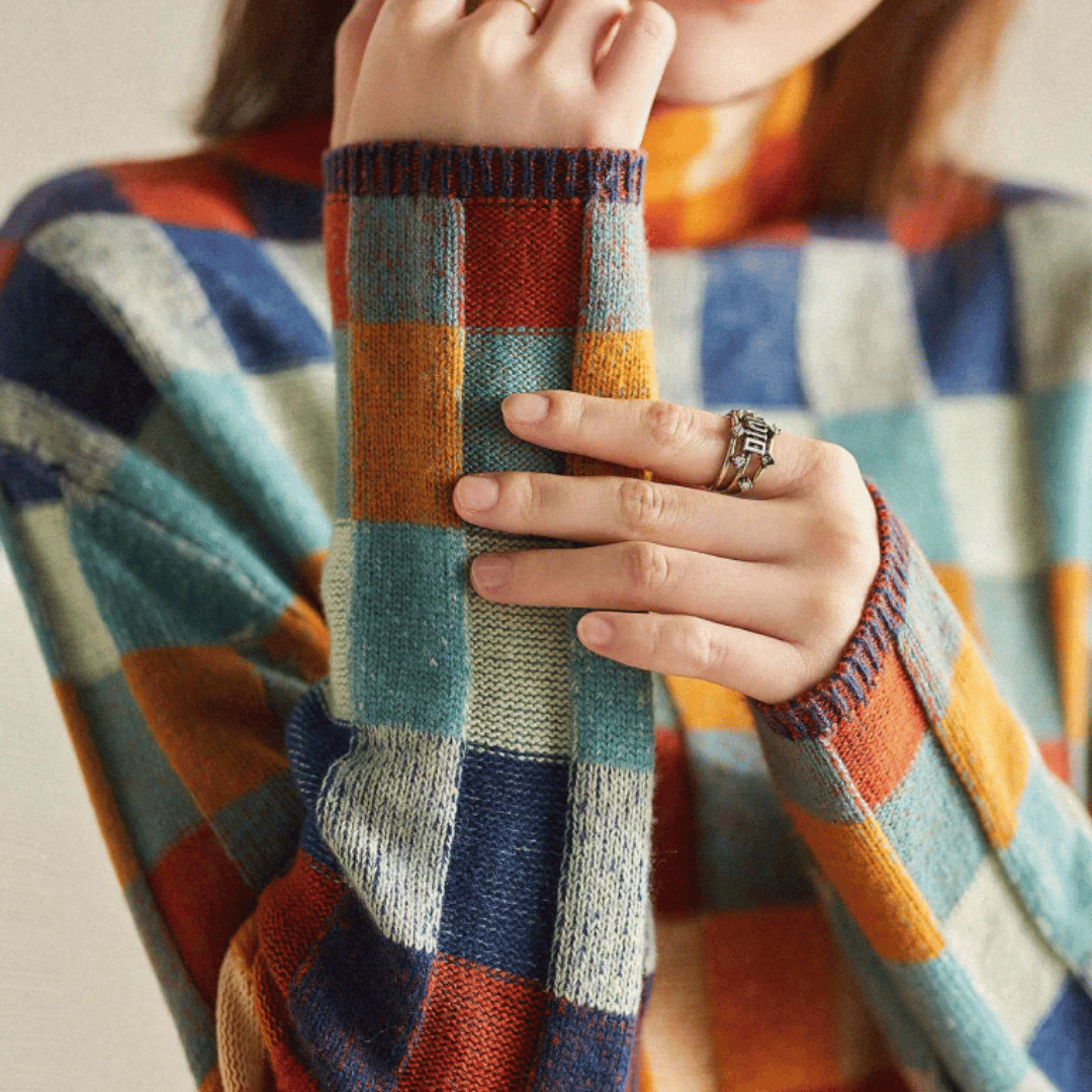 Kayleigh Sweater | Cashmere Patchwork Turtleneck Knit