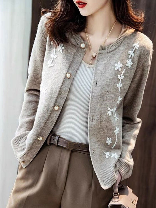 Jazmin Cardigan | Classic Embroidered Knit Cardigan for Women