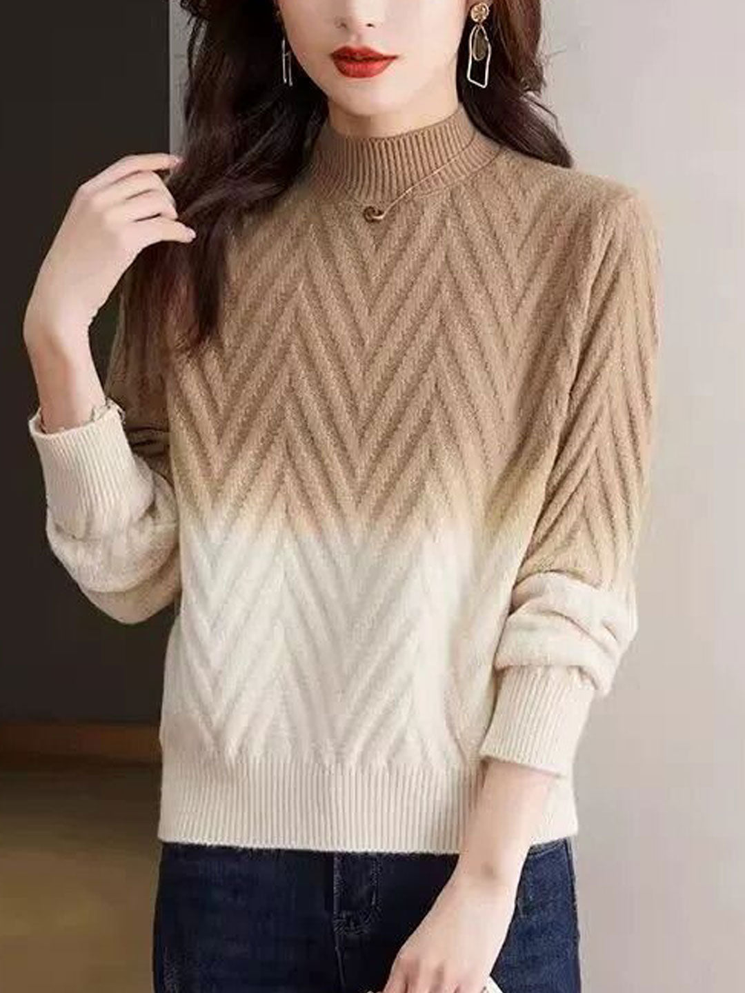 Ilysah Sweater | Classic Ombre Turtleneck Knit Sweater