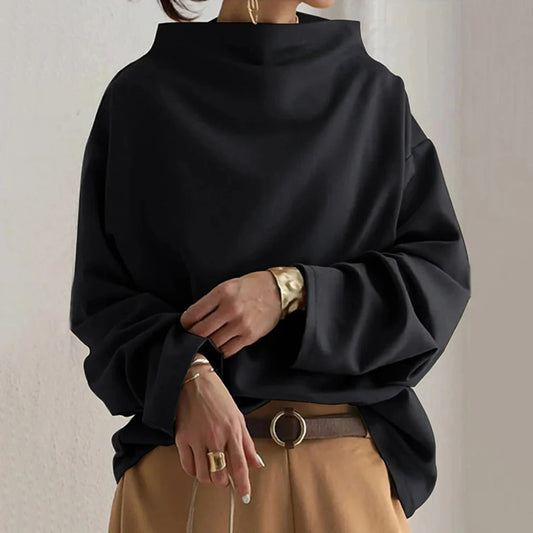 Pepita Top | Women's Autumn Minimalist Loose-Fit Long Sleeve Top
