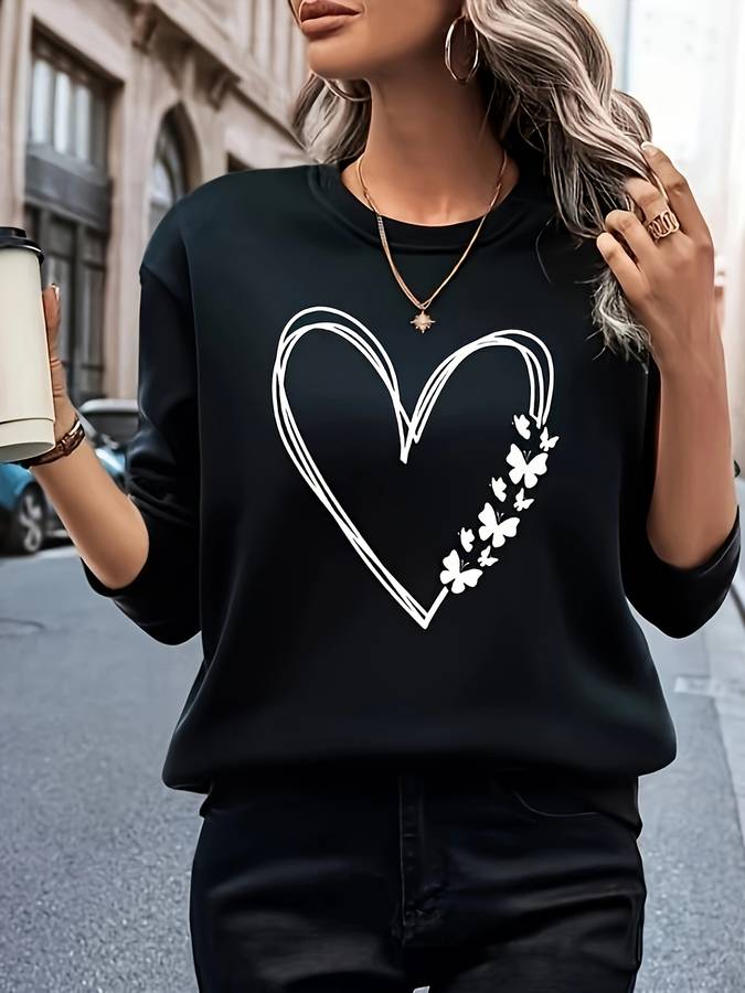 Faline Heart-Pattern Sweater | Stylish Knit with Heart Design