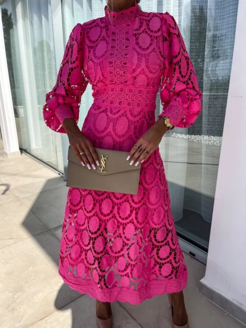 Yasira Lace Dress | Women’s Elegant Midi Lace Dress with Flowy Skirt