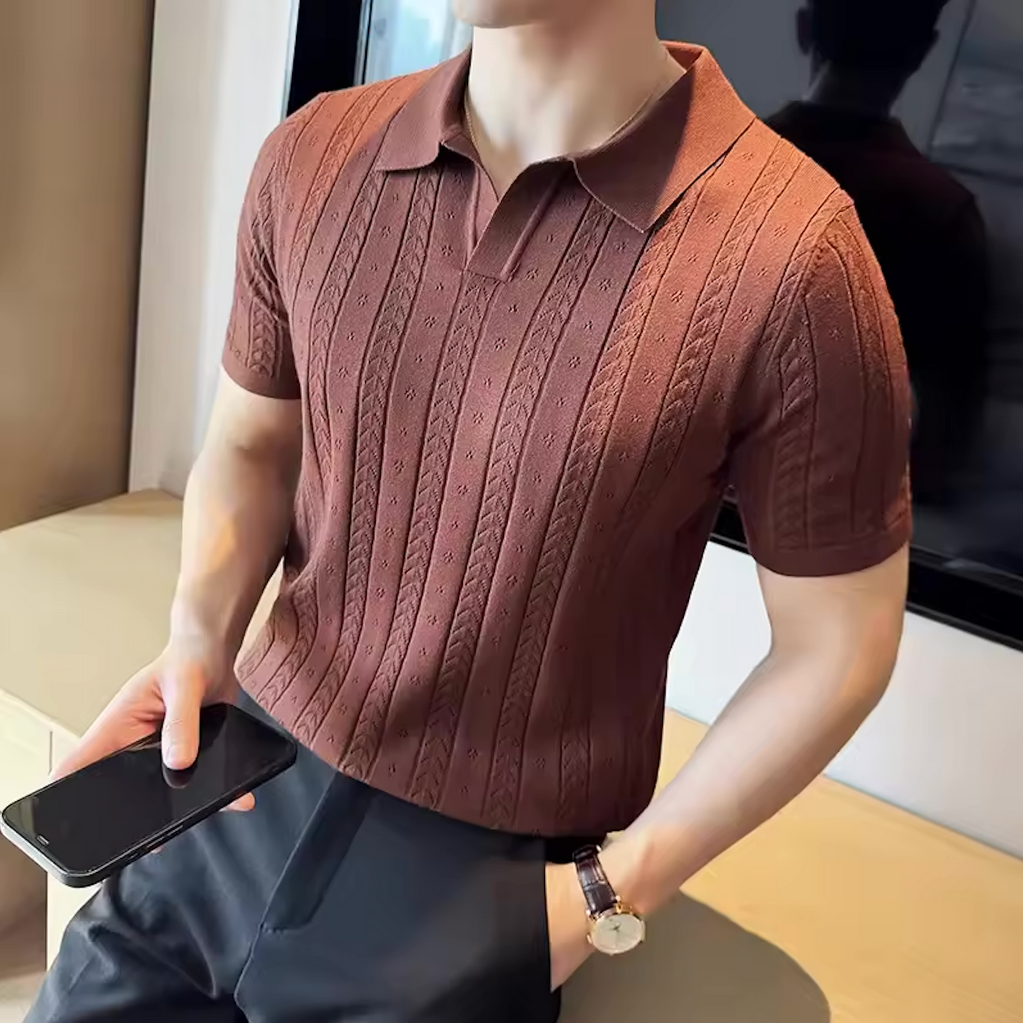 Benton Shirt | Men’s Knitted Polo Shirt with Short Sleeves and Modern Fit