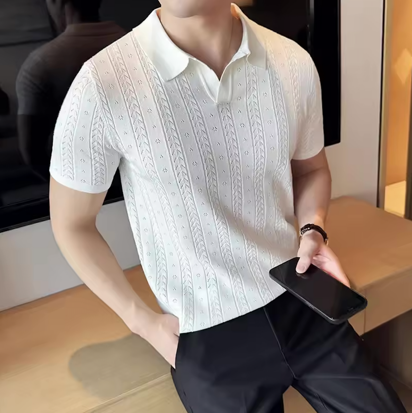 Benton Shirt | Men’s Knitted Polo Shirt with Short Sleeves and Modern Fit