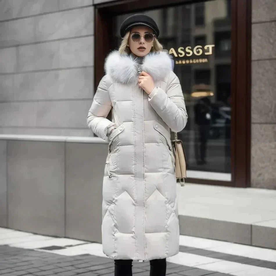 Fenna Coat | Stylish Italian Long Coat with Faux Fur