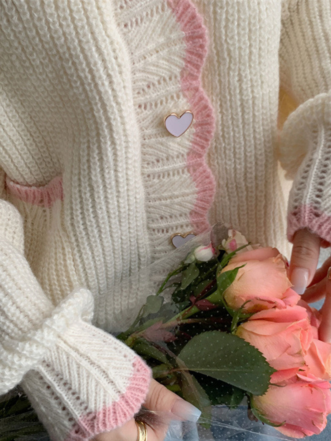 Ileanne Cardigan | French-Style Knitted Cardigan with Heart Buttons