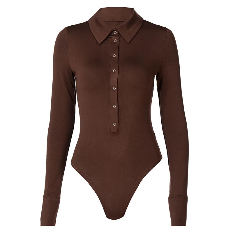 Jasmine Bodysuit | Women's Long Sleeve Buttoned Lapel Bodysuit