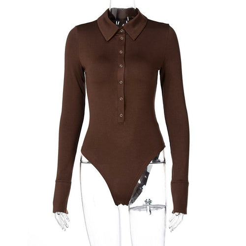 Jasmine Bodysuit | Women's Long Sleeve Buttoned Lapel Bodysuit