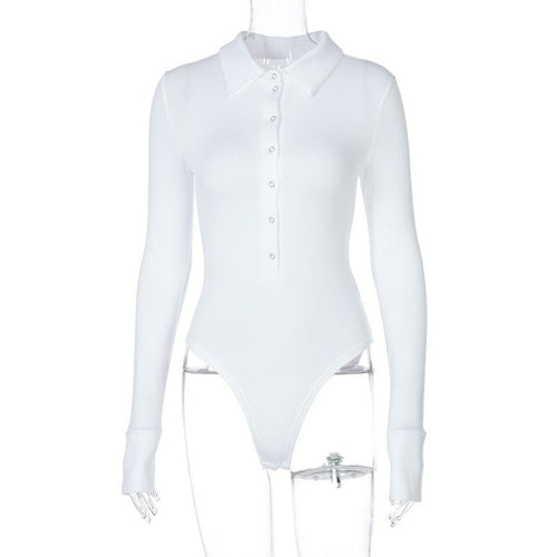 Jasmine Bodysuit | Women's Long Sleeve Buttoned Lapel Bodysuit