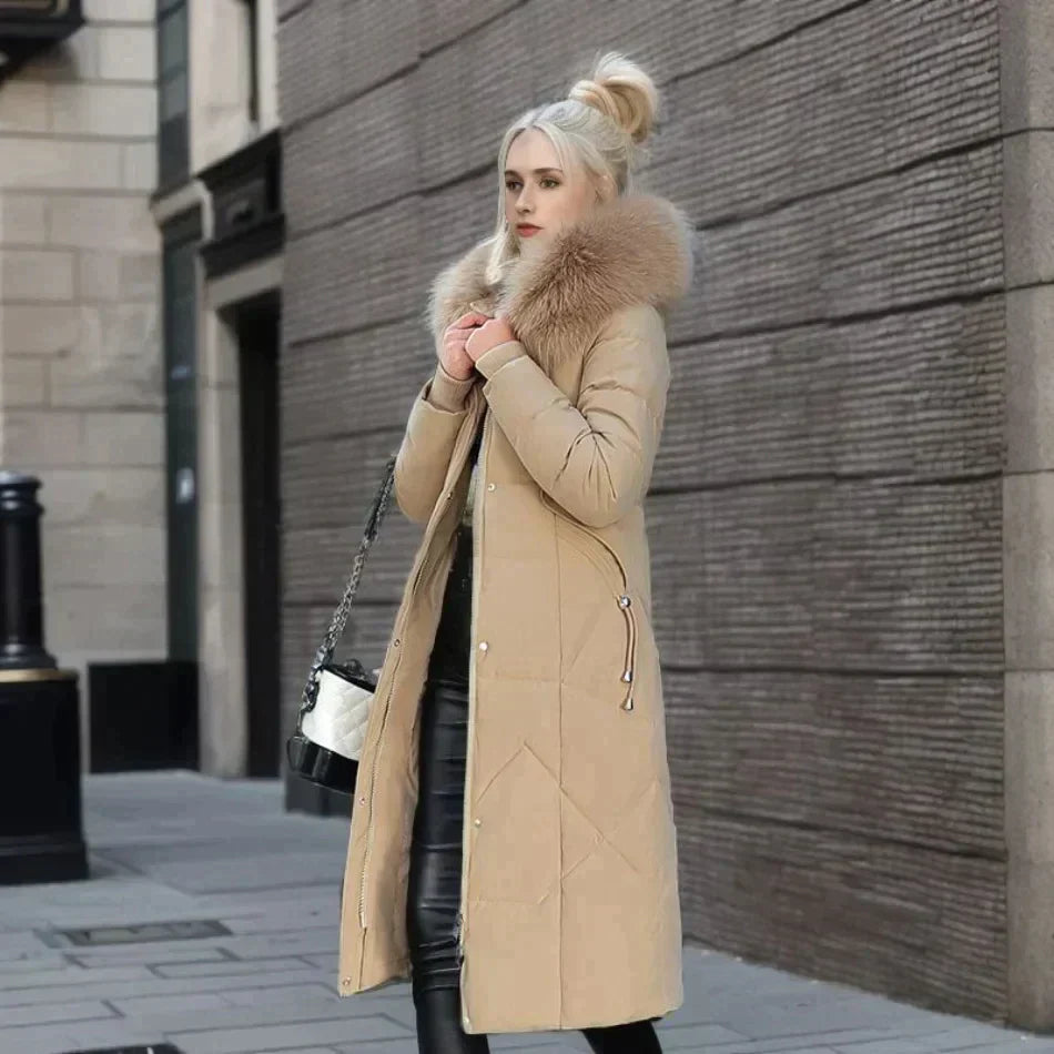 Fenna Coat | Stylish Italian Long Coat with Faux Fur