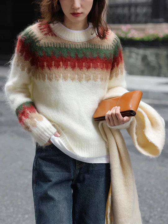 Isra Sweater | Retro Knit Sweater with Warm Pattern