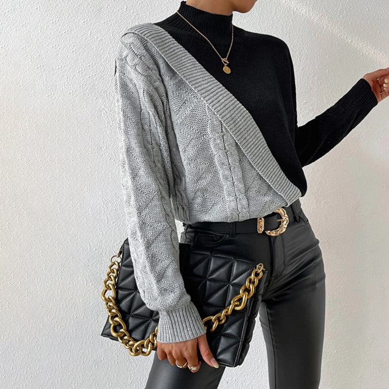 Oliana Jumper | Women's Winter Patchwork Turtleneck Knit Jumper
