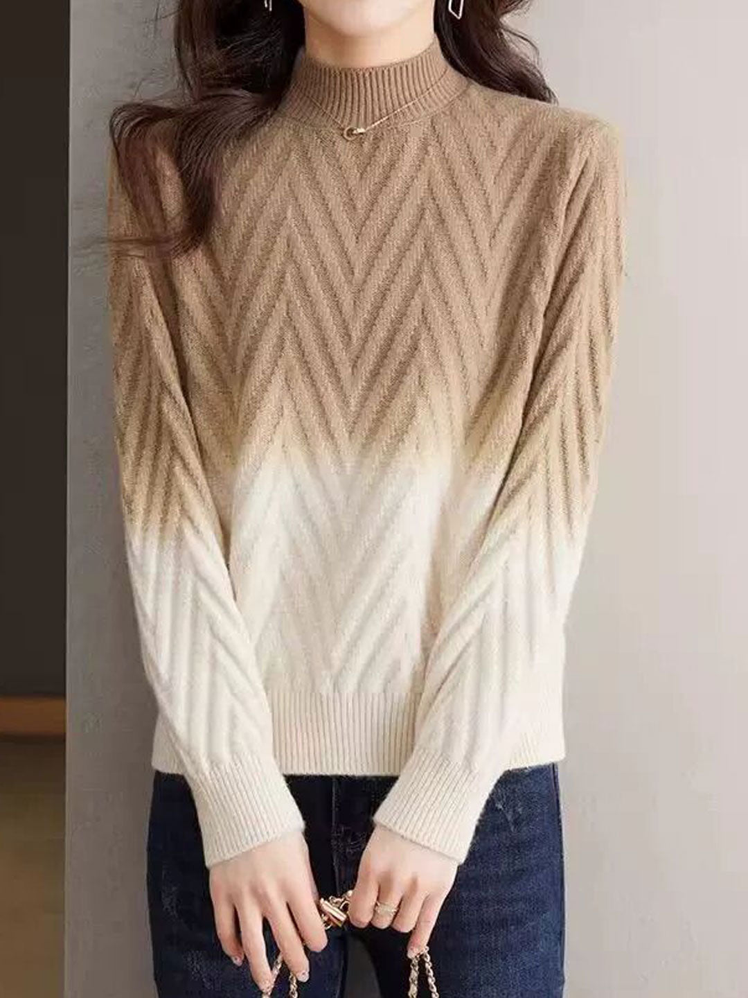 Ilysah Sweater | Classic Ombre Turtleneck Knit Sweater