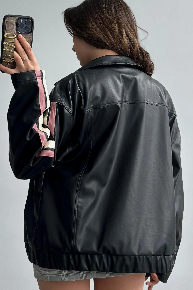 Iona Jacket | Vintage Faux Leather Jacket with Bow Details