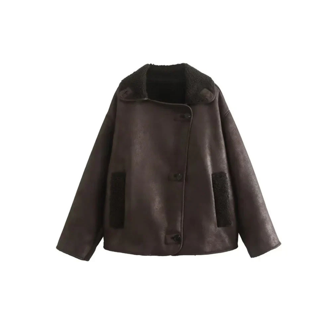 Safina Jacket | Women’s Autumn Faux Fur Collar Aviator Jacket
